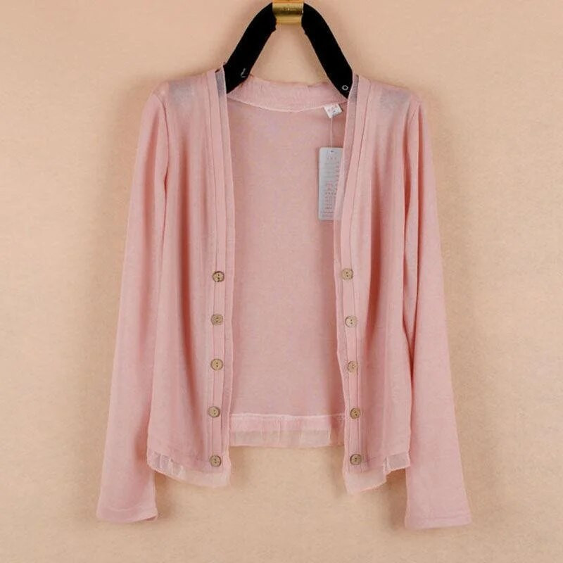 adīšana Jaciņa Džemperis Sieviešu Pavasaris Vasara Jaunums 2023. gada brīvs, garām piedurknēm plāns šalles mētelis Sieviešu sauļošanās krekls Sieviešu topi