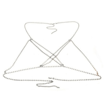 Divat szexi nők Fényes teljes strassz bikini heveder Mellkas Body Cup Lánc Nyaklánc Ékszer Személyiség Túlzó Ajándékok