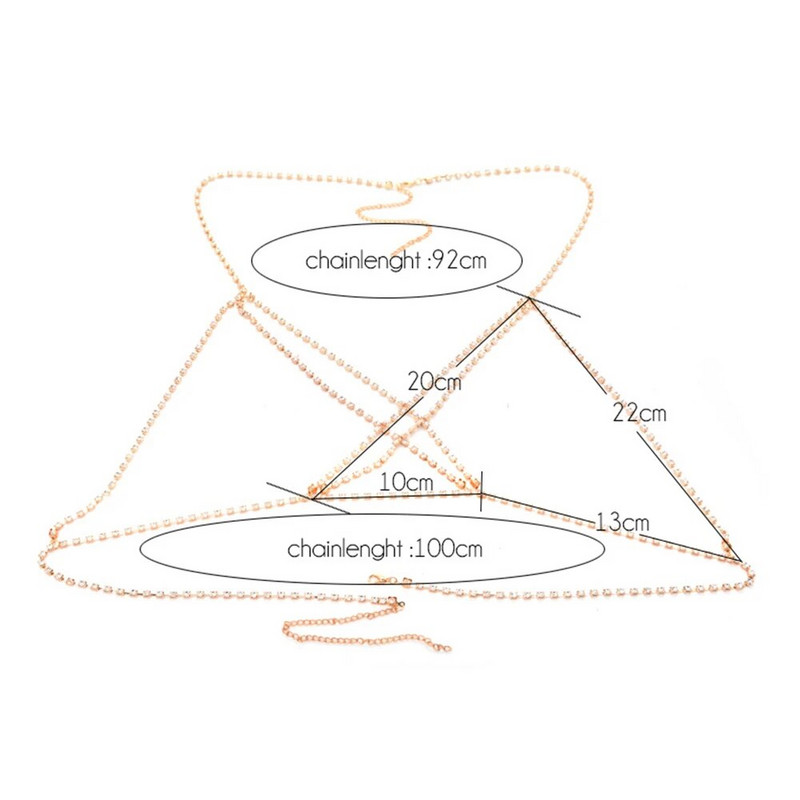 Divat szexi nők Fényes teljes strassz bikini heveder Mellkas Body Cup Lánc Nyaklánc Ékszer Személyiség Túlzó Ajándékok