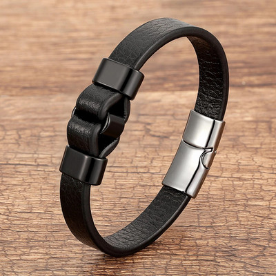 Augstas kvalitātes īstas ādas vīriešu rokassprādze, melna zelta krāsa, magnētiska aizdare, vintage rokassprādzes, vīriešu rotaslietu vairumtirdzniecība