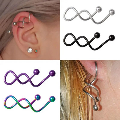 1PC Twist Ear Stud Industrial Navel Belly Button Ring Helix Tragus Cartilage Piercing Barbell Nombril Σκουλαρίκι Γυναικεία κοσμήματα σώματος