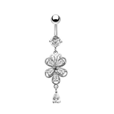 1gb Cute Butterfly Flower Dangle Belly Button Gredzeni Nabas pīrsings 316L Ķirurģiskā tērauda ķermeņa rotaslietas vēdera pīrsings Oreja Ombligo