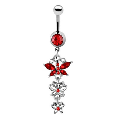 1gb Cute Butterfly Flower Dangle Belly Button Gredzeni Nabas pīrsings 316L Ķirurģiskā tērauda ķermeņa rotaslietas vēdera pīrsings Oreja Ombligo