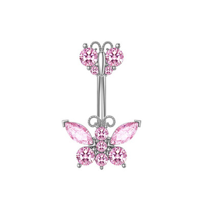1gb Cute Butterfly Flower Dangle Belly Button Gredzeni Nabas pīrsings 316L Ķirurģiskā tērauda ķermeņa rotaslietas vēdera pīrsings Oreja Ombligo