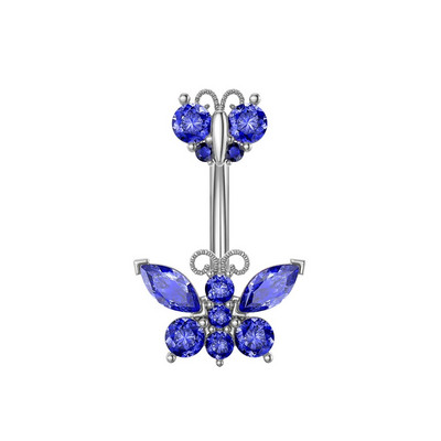 1gb Cute Butterfly Flower Dangle Belly Button Gredzeni Nabas pīrsings 316L Ķirurģiskā tērauda ķermeņa rotaslietas vēdera pīrsings Oreja Ombligo