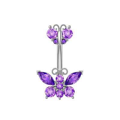 1gb Cute Butterfly Flower Dangle Belly Button Gredzeni Nabas pīrsings 316L Ķirurģiskā tērauda ķermeņa rotaslietas vēdera pīrsings Oreja Ombligo