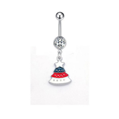 Ziemassvētku nabas gredzeni Sniegavīrs Alnis Santa Dangle Nabas Stieņa pīrsings Sievietēm Ziemassvētku dāvanas