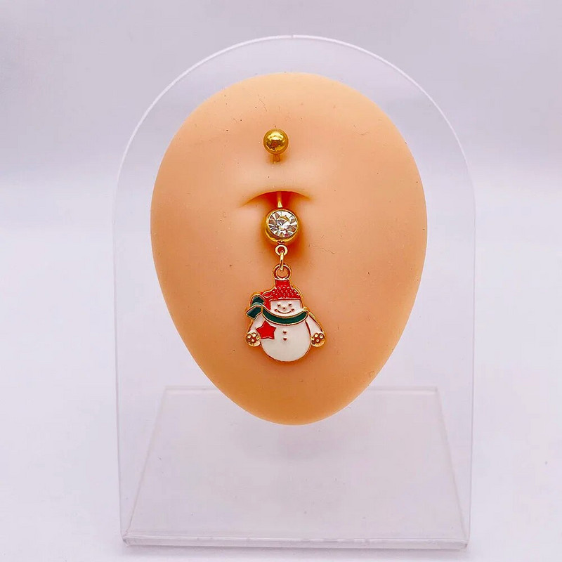 Ziemassvētku nabas gredzeni Sniegavīrs Alnis Santa Dangle Nabas Stieņa pīrsings Sievietēm Ziemassvētku dāvanas