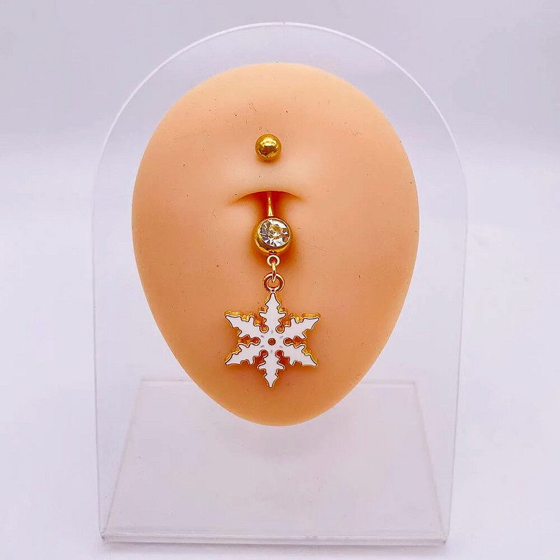 Ziemassvētku nabas gredzeni Sniegavīrs Alnis Santa Dangle Nabas Stieņa pīrsings Sievietēm Ziemassvētku dāvanas