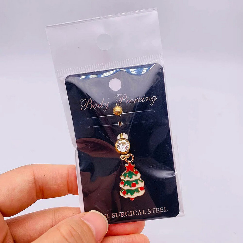 Ziemassvētku nabas gredzeni Sniegavīrs Alnis Santa Dangle Nabas Stieņa pīrsings Sievietēm Ziemassvētku dāvanas