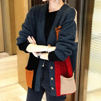 2023 Νέο φθινοπωρινό κορεάτικο πουλόβερ που συνδέει ζακέτα Γυναικεία φαρδιά με λαιμόκοψη V-λαιμόκοψη Casual άγρια πλεκτά μπλουζάκια Γυναικεία ρούχα