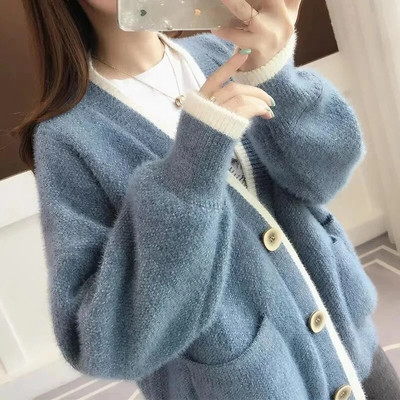 Ūdeles kašmira džemperis, sieviešu rudens ziema 2023. gada jauna versija.