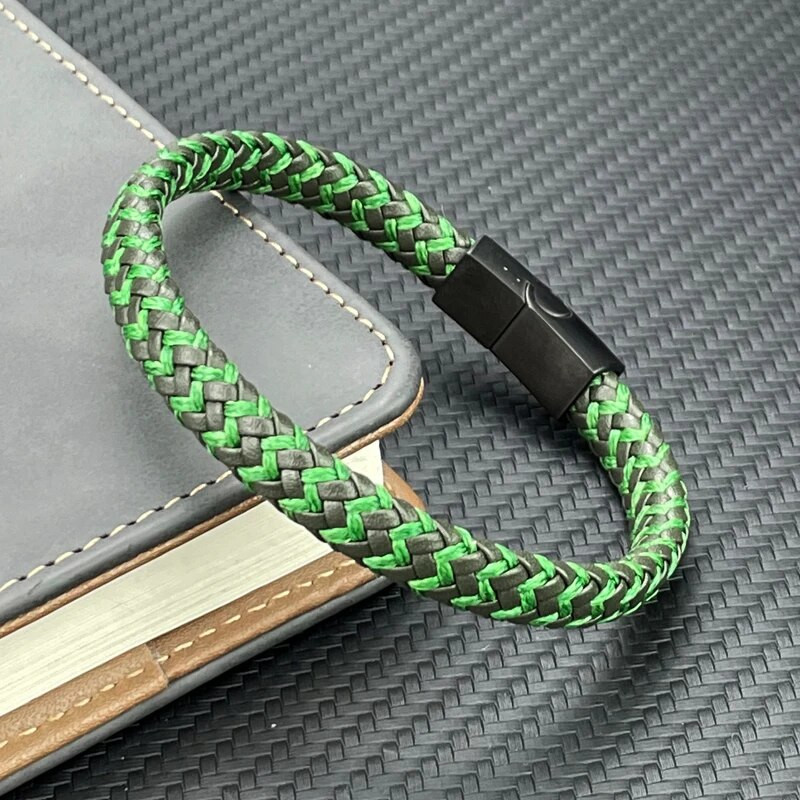 Višeslojna pletena smeđa kožna muška narukvica, modna narukvica s magnetskom kopčom od nehrđajućeg čelika, narukvice s punk šarmom, muški nakit