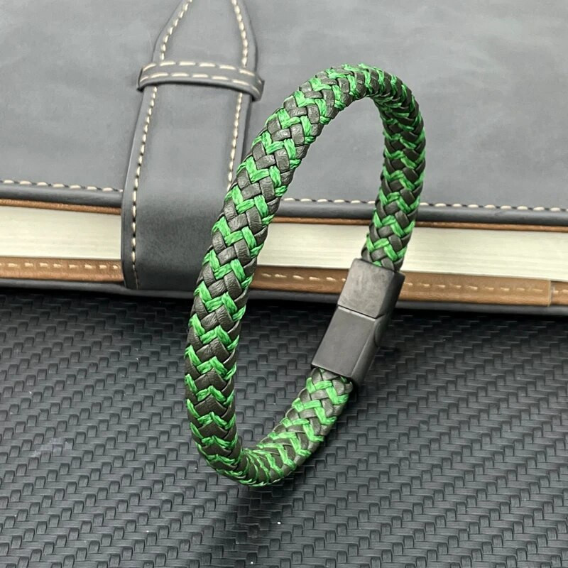 Višeslojna pletena smeđa kožna muška narukvica, modna narukvica s magnetskom kopčom od nehrđajućeg čelika, narukvice s punk šarmom, muški nakit