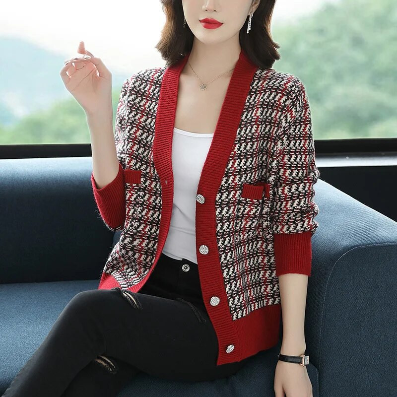 Sieviešu džemperis, 2023. g. jauns rudens, ziema ar garām piedurknēm, kontrastējošās krāsās, brīvs, silts adījums džemperis jakas, mēteļi, sieviešu