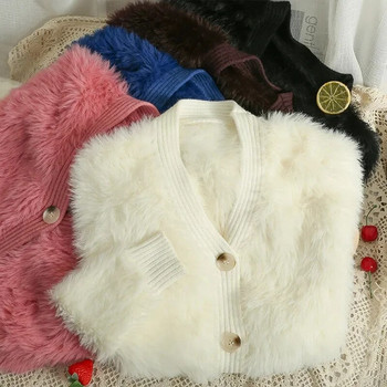 2023 Νέα φθινοπωρινή απομίμηση βιζόν βελούδινο παλτό Γυναικείο φαρδύ κοντό παλτό ζακέτα Πανωφόρι Γυναικεία μακρυμάνικα πλεκτά γυναικεία μπλουζάκια