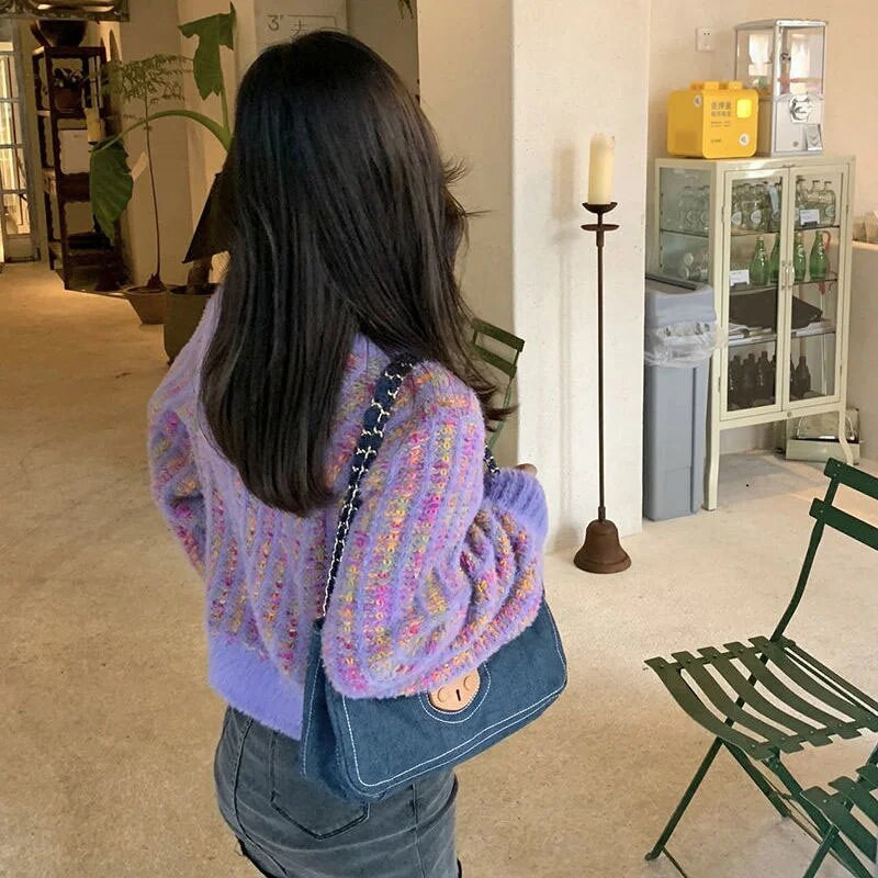 Μακρυμάνικο Γυναικεία Πλεκτή Ζακέτα Γυναικεία Φθινόπωρο Χειμώνας Νέο Βιζόν fleece Τριχωτό πουλόβερ Γυναικείο Χαλαρό μονόστομο πλεκτό μπλουζάκι παλικάρι