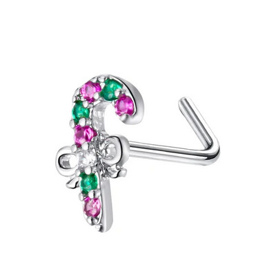 20G L formas deguna pīrsings gredzens Ziemassvētku deguna tapa nerūsējošā tērauda nāsis tapa starpsienas pīrsings Nez Nariz pircing deguna stīpa