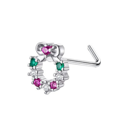 20G L formas deguna pīrsings gredzens Ziemassvētku deguna tapa nerūsējošā tērauda nāsis tapa starpsienas pīrsings Nez Nariz pircing deguna stīpa