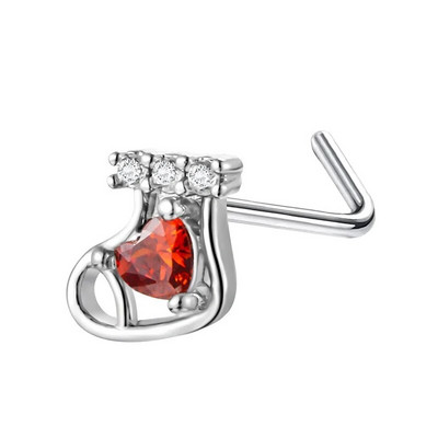 20G L formas deguna pīrsings gredzens Ziemassvētku deguna tapa nerūsējošā tērauda nāsis tapa starpsienas pīrsings Nez Nariz pircing deguna stīpa