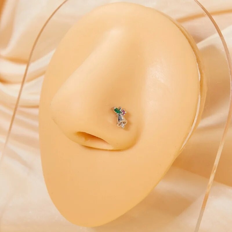 20G L formas deguna pīrsings gredzens Ziemassvētku deguna tapa nerūsējošā tērauda nāsis tapa starpsienas pīrsings Nez Nariz pircing deguna stīpa