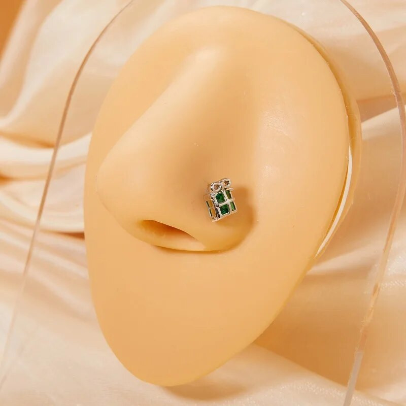 20G L formas deguna pīrsings gredzens Ziemassvētku deguna tapa nerūsējošā tērauda nāsis tapa starpsienas pīrsings Nez Nariz pircing deguna stīpa