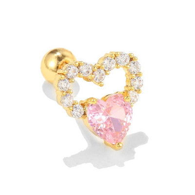 1PC Korejas stila Mīlestība Ausu Kaulu Nagi Rozā Persika Sirds Zvaigzne Mēness Stud Auskari Helix Skrūvējama Atpakaļ Bumba Skrimšļa Pīrsings Rotaslietas