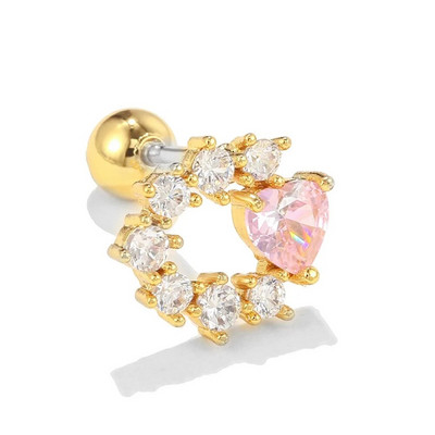 1PC Korejas stila Mīlestība Ausu Kaulu Nagi Rozā Persika Sirds Zvaigzne Mēness Stud Auskari Helix Skrūvējama Atpakaļ Bumba Skrimšļa Pīrsings Rotaslietas