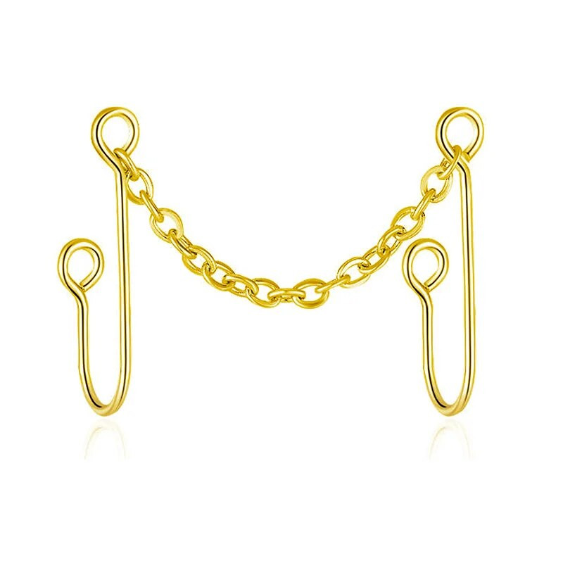 Deguna ķēdes dubultiem viltotiem deguna spailēm Pīrsings Sirds formas nāsis Nav caurdurta mākslīgā deguna aproces deguna gredzens rotaslietas