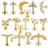 Flower Moon Butterfly Labret Stud Cross Claw Leaf Daith Conch Stud σκουλαρίκι κορώνα CZ Εσωτερικό νήμα Piercing Χειρουργικό ατσάλι