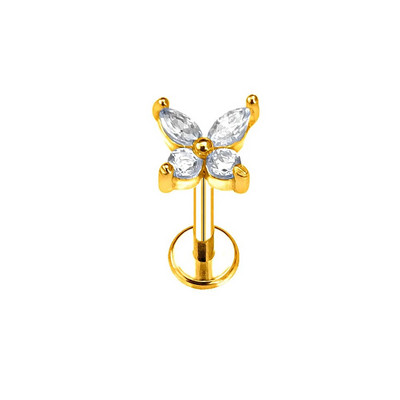 Flower Moon Butterfly Labret Stud Cross Claw Leaf Daith Conch Stud σκουλαρίκι κορώνα CZ Εσωτερικό νήμα Piercing Χειρουργικό ατσάλι