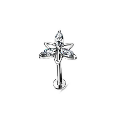 Flower Moon Butterfly Labret Stud Cross Claw Leaf Daith Conch Stud σκουλαρίκι κορώνα CZ Εσωτερικό νήμα Piercing Χειρουργικό ατσάλι