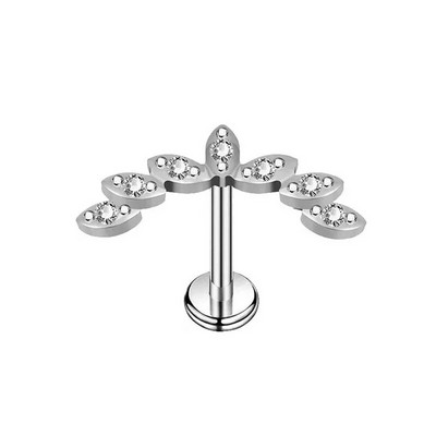 Flower Moon Butterfly Labret Stud Cross Claw Leaf Daith Conch Stud σκουλαρίκι κορώνα CZ Εσωτερικό νήμα Piercing Χειρουργικό ατσάλι