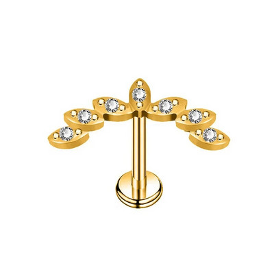 Flower Moon Butterfly Labret Stud Cross Claw Leaf Daith Conch Stud σκουλαρίκι κορώνα CZ Εσωτερικό νήμα Piercing Χειρουργικό ατσάλι