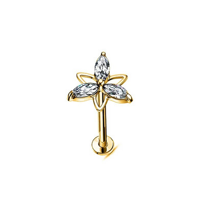 Flower Moon Butterfly Labret Stud Cross Claw Leaf Daith Conch Stud σκουλαρίκι κορώνα CZ Εσωτερικό νήμα Piercing Χειρουργικό ατσάλι