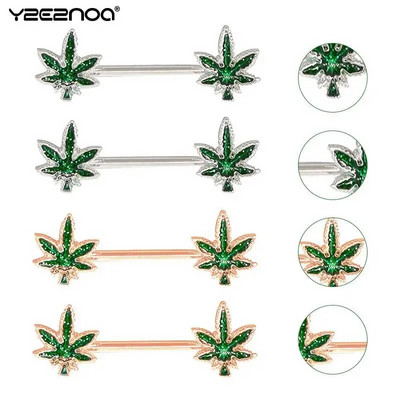 Fresh Green Maple Leaf Nipple Ring Cover Piercing Body Jewelry Nipple Bar Ring Uteg Nipple Pircing Mamilo Seksi za žene Poklon