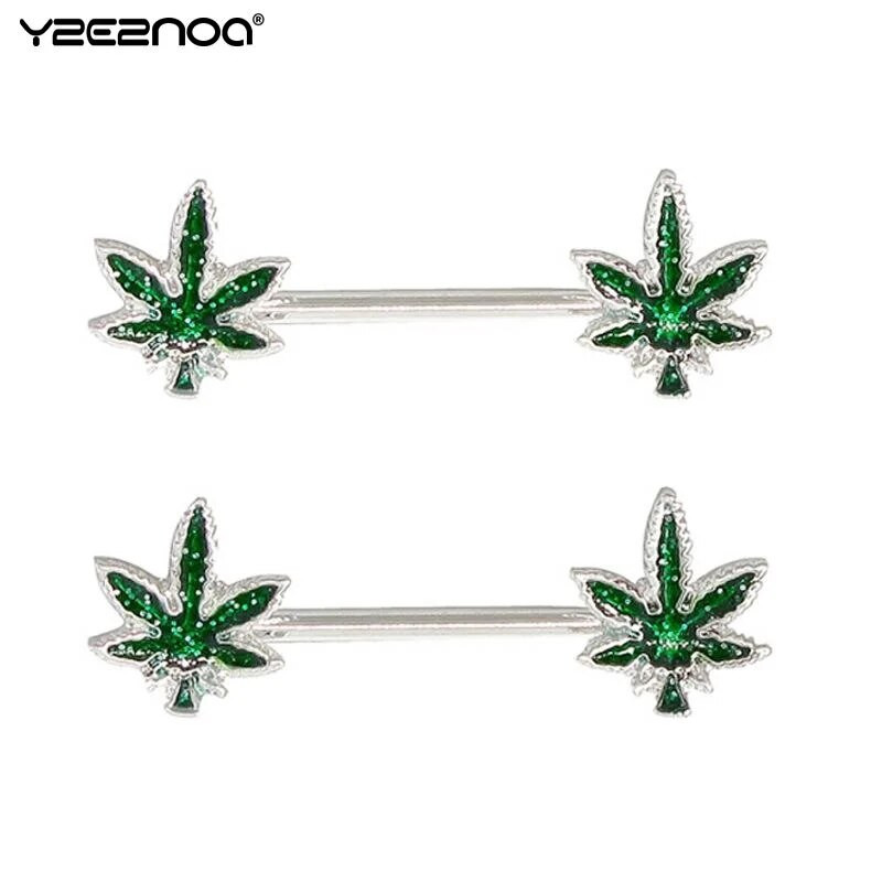 Värske roheline vahtralehe niplisõrmuse kate augustamine keha ehteid rinnanibu rõngas kangi nibude rõngas Mamilo seksikas naistele kingitus