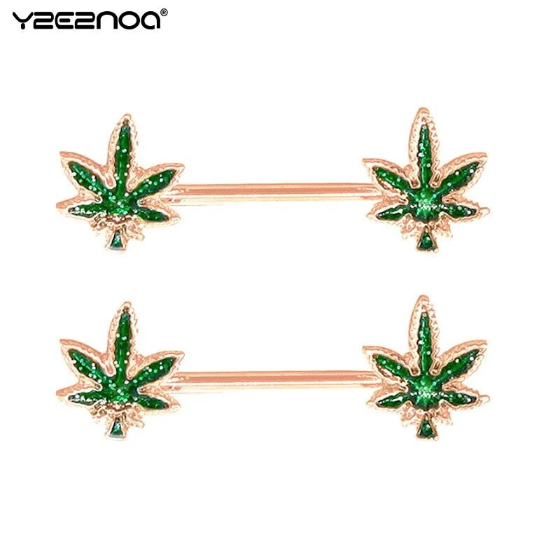 Värske roheline vahtralehe niplisõrmuse kate augustamine keha ehteid rinnanibu rõngas kangi nibude rõngas Mamilo seksikas naistele kingitus