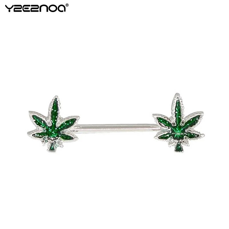 Värske roheline vahtralehe niplisõrmuse kate augustamine keha ehteid rinnanibu rõngas kangi nibude rõngas Mamilo seksikas naistele kingitus