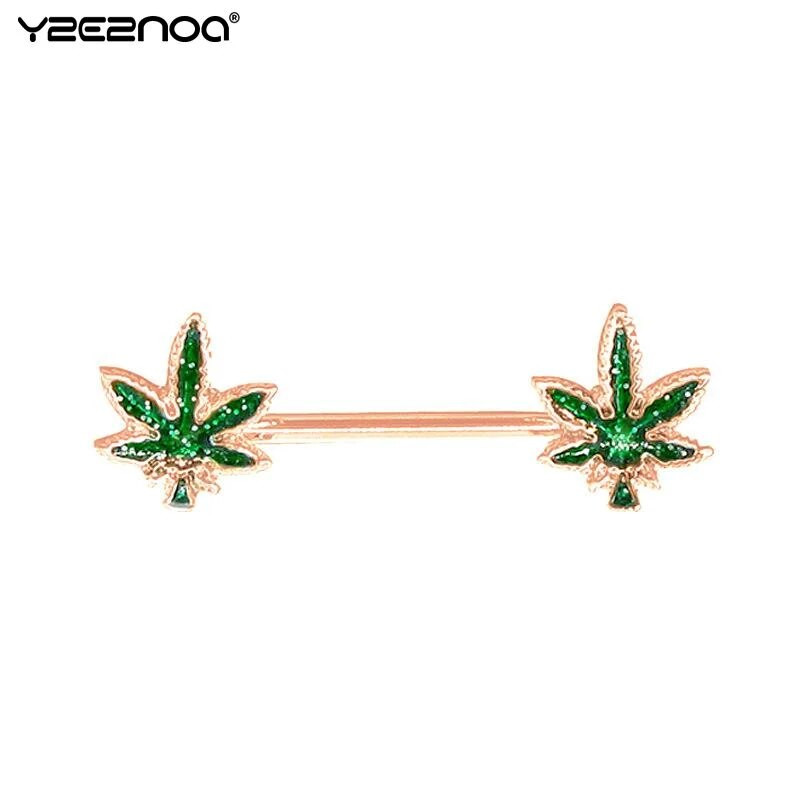 Värske roheline vahtralehe niplisõrmuse kate augustamine keha ehteid rinnanibu rõngas kangi nibude rõngas Mamilo seksikas naistele kingitus