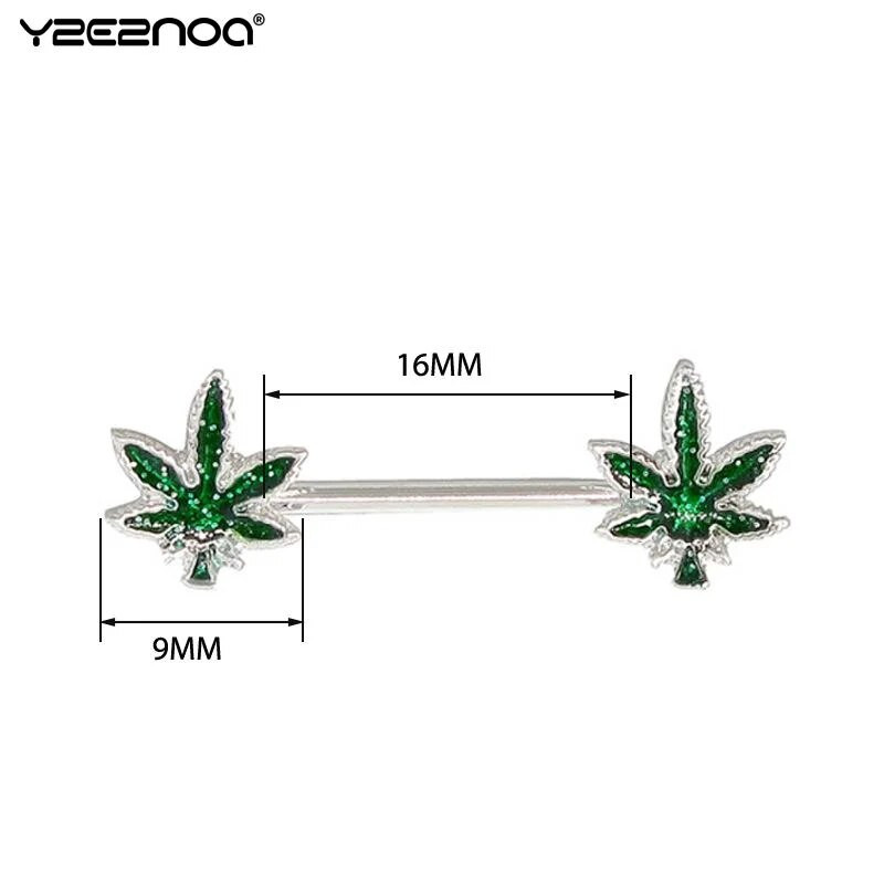 Värske roheline vahtralehe niplisõrmuse kate augustamine keha ehteid rinnanibu rõngas kangi nibude rõngas Mamilo seksikas naistele kingitus