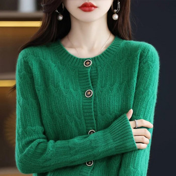 2023 Νέα μόδα φθινοπώρου Κορεάτικη γυναικεία ζακέτα πουλόβερ Φαρδιά μονόστομο Casual πλεκτά Γυναικεία πουλόβερ