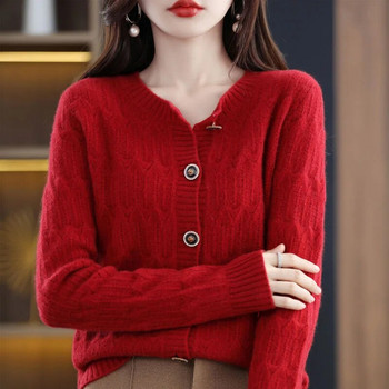 2023 Νέα μόδα φθινοπώρου Κορεάτικη γυναικεία ζακέτα πουλόβερ Φαρδιά μονόστομο Casual πλεκτά Γυναικεία πουλόβερ