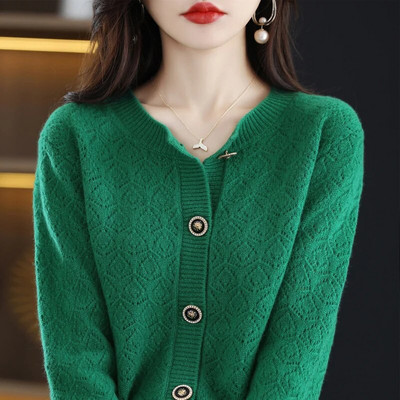 Sieviešu jaka Jauns 2023. gada rudens brīvs adījums, izgriezts ar garām piedurknēm, trikotāžas džemperis, sieviešu ikdienas, silts trikotāža