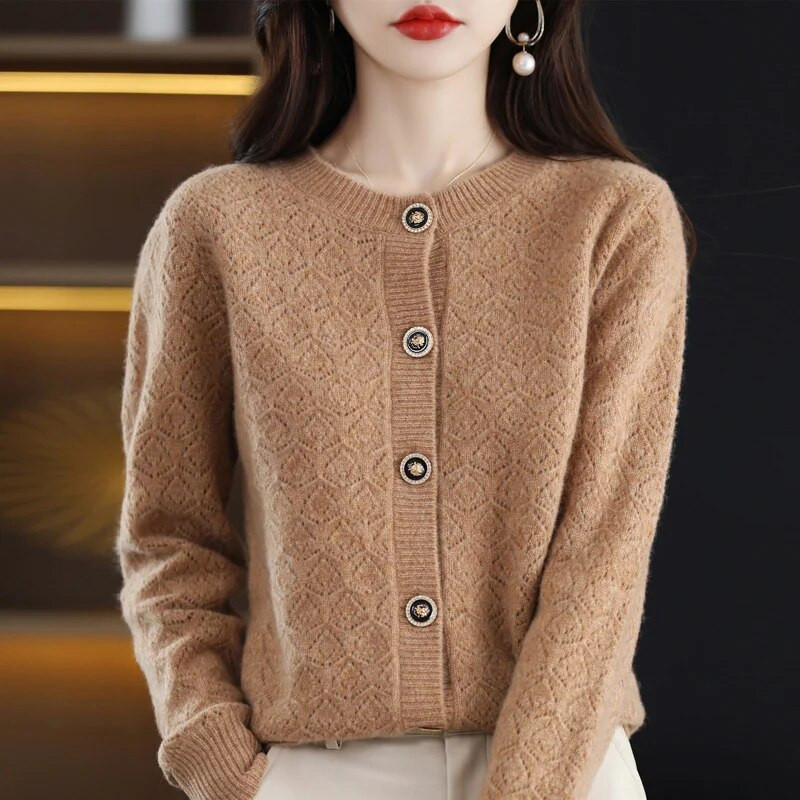 Sieviešu jaka Jauns 2023. gada rudens brīvs adījums, izgriezts ar garām piedurknēm, trikotāžas džemperis, sieviešu ikdienas, silts trikotāža