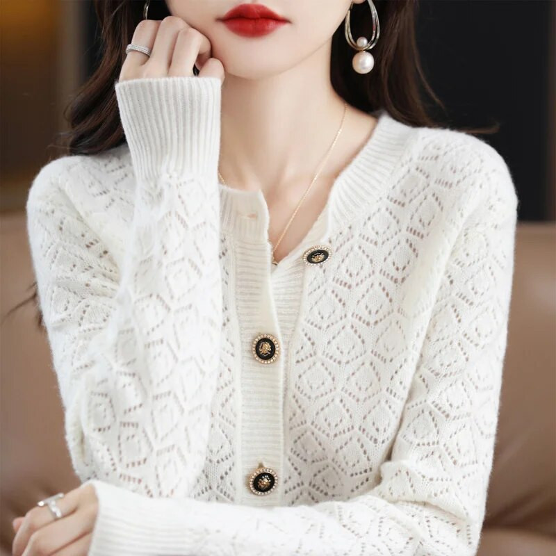 Sieviešu jaka Jauns 2023. gada rudens brīvs adījums, izgriezts ar garām piedurknēm, trikotāžas džemperis, sieviešu ikdienas, silts trikotāža