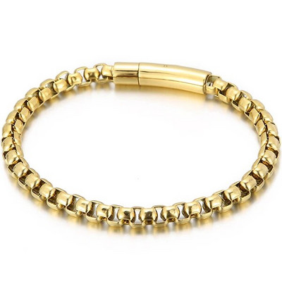 6 mm-es láncos férfi karkötő férfi aranyozott rozsdamentes acél fiú karkötők kézzel gravírozható mannen karszalag ékszer kiegészítők