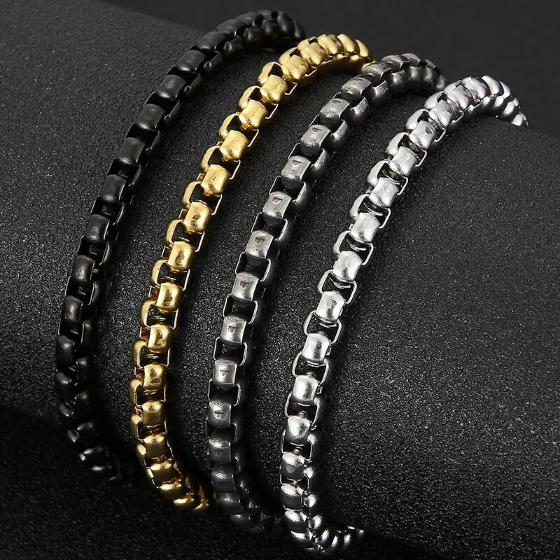 6 mm-es láncos férfi karkötő férfi aranyozott rozsdamentes acél fiú karkötők kézzel gravírozható mannen karszalag ékszer kiegészítők