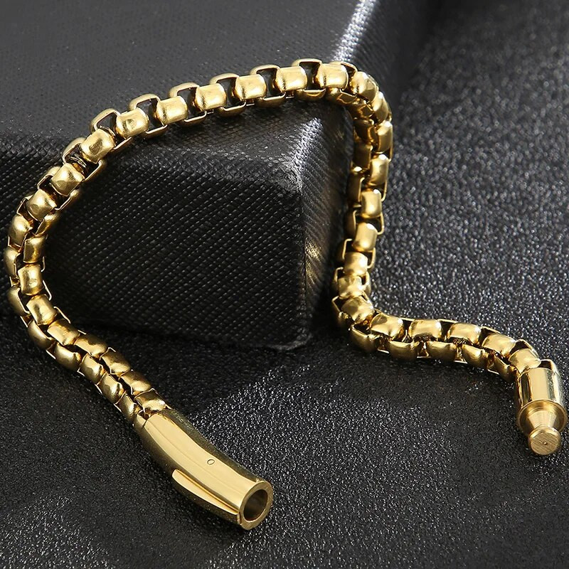 6 mm-es láncos férfi karkötő férfi aranyozott rozsdamentes acél fiú karkötők kézzel gravírozható mannen karszalag ékszer kiegészítők