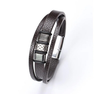 Luksusa rokassprādze Mode vīriešu rotaslietas Klasiskas daudzslāņu pītas ādas rokassprādzes Homme Jaungada vīriešu dāvanu rokassprādzes vīriešiem